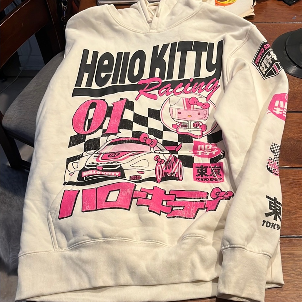 Hello Kitty Pink and White Racing Sweatshirt - Picture 2 of 3